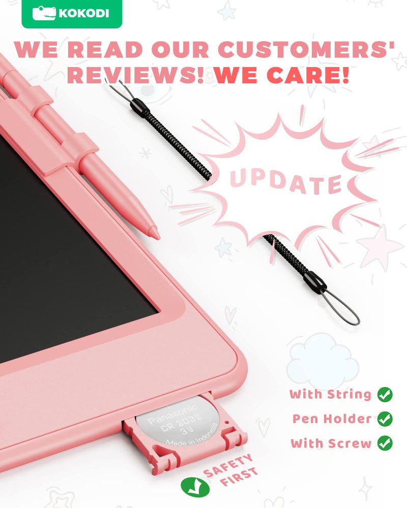 KOKODI LCD Writing Tablet, 8.5 Inch Toddler Doodle Board Drawing Tablet, Erasable Reusable Electronic Drawing Pads, Educational and Learning Toy for 3-8 Years Old Boy and Girls (Pink) - Image 2